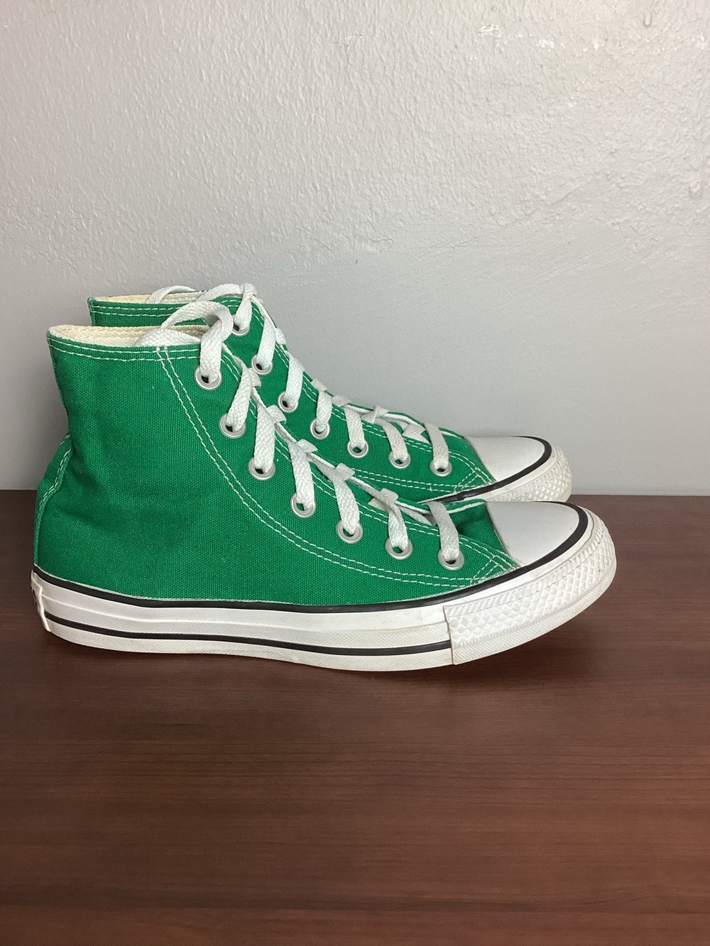 Converse Green Chuck Taylor High-Top Canvas Sneakers with White Trim